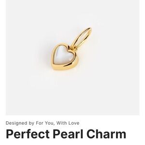 Gold and White Heart Charm